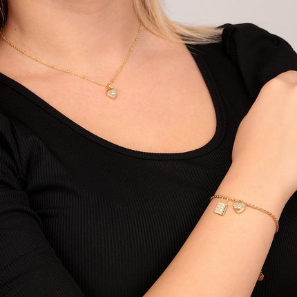 Morellato Abbraccio Gold Tone Stainless Steel Necklace And Bracelet SAUB19 For Women