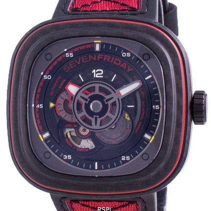 Sevenfriday P-Series Red Carbon Automatic P3C04 SF-P3C-04 100M Mens Watch