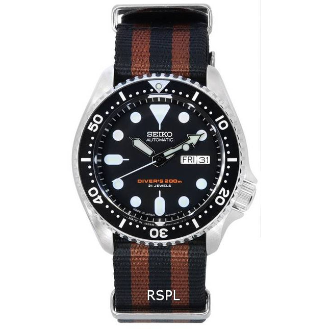 Seiko Black Dial Automatic Diver's SKX007J1-var-NATO22 200M Men's Watch