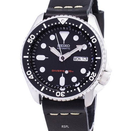Seiko Automatic SKX007K1-LS14 Diver's 200M Black Leather Strap Men's Watch