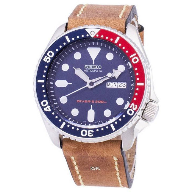 Seiko Automatic SKX009K1-LS17 Diver's 200M Brown Leather Strap Men's Watch