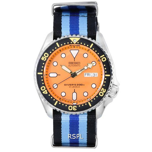 Seiko Orange Dial Automatic Diver's SKX011J1-var-NATO20 200M Men's Watch