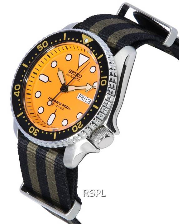 Seiko Orange Dial Automatic Diver's SKX011J1-var-NATO21 200M Men's Wat