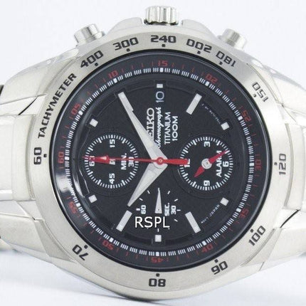Seiko Titanium Chronograph Quartz Alarm Tachymeter SNAB89 SNAB89P1 SNAB89P Men's Watch