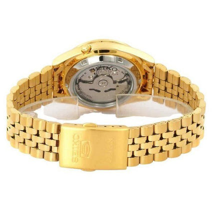 Seiko 5 Gold Tone Jubilee Bracelet Gold Dial 21 Jewels Automatic SNKC12J1 Mens Watch