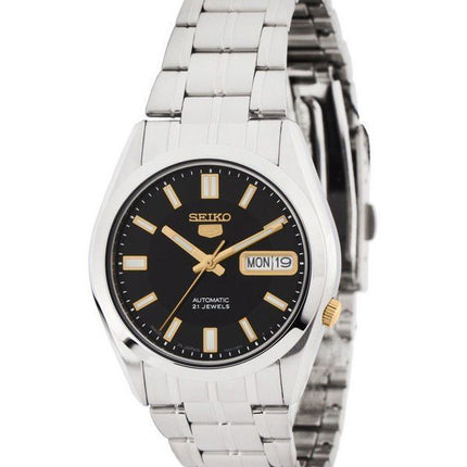 Seiko 5 Stainless Steel Black Dial 21 Jewels Automatic SNKF17J1 Mens Watch