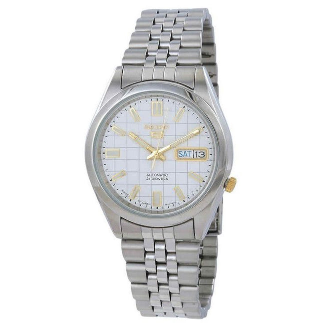 Seiko 5 Jubilee Bracelet White Dial 21 Jewels Automatic SNKF77J1 Mens Watch