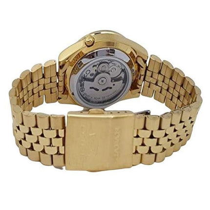 Seiko 5 Gold Tone Jubilee Bracelet Gold Dial 21 Jewels Automatic SNXC50J5 Mens Watch