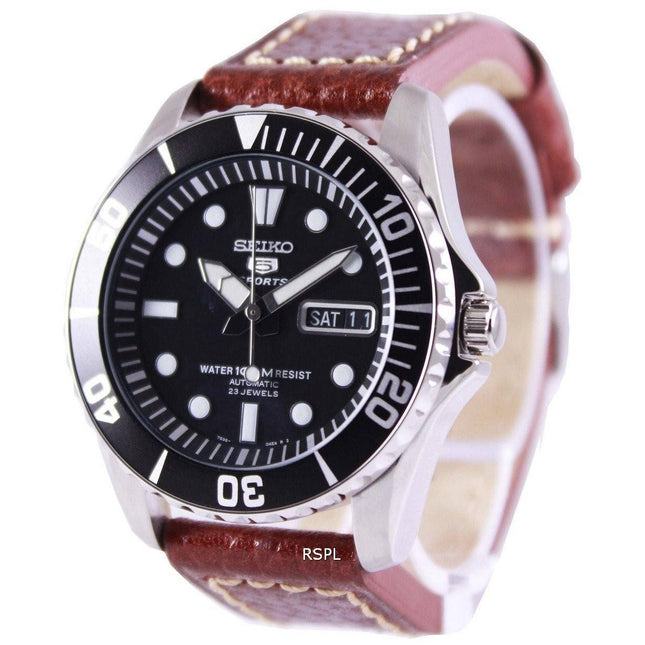 Seiko 5 Sports Automatic Ratio Brown Leather SNZF17K1-LS1 Mens Watch