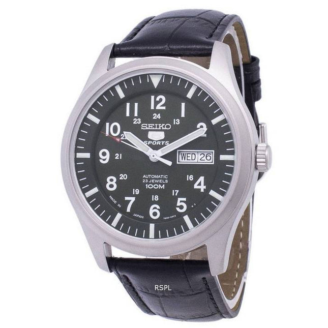 Seiko 5 Sports Automatic Japan Made Ratio Black Leather SNZG09J1-LS6 Men's Watch
