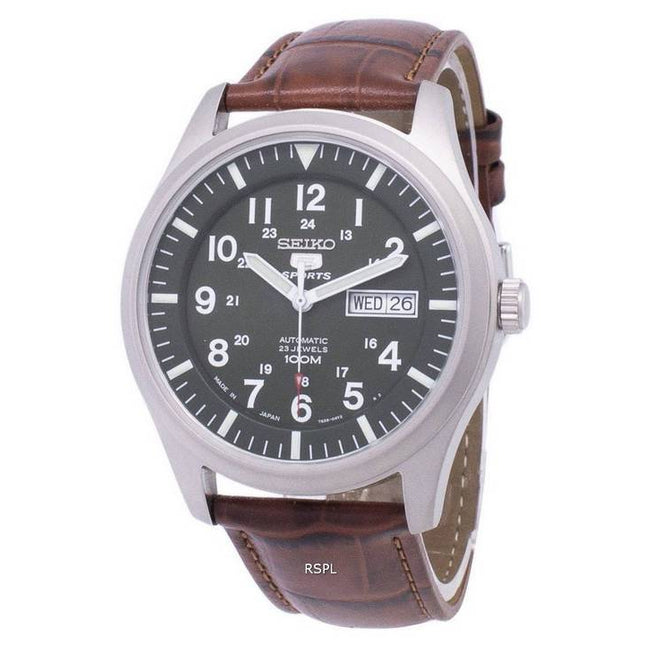 Seiko 5 Sports Automatic Japan Made Ratio Brown Leather SNZG09J1-LS7 Men's Watch