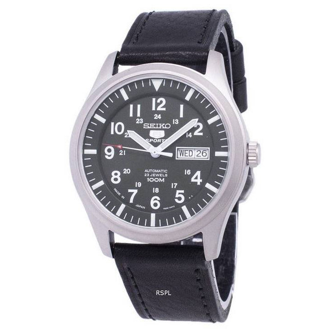 Seiko 5 Sports Automatic Japan Made Ratio Black Leather SNZG09J1-LS8 Men's Watch