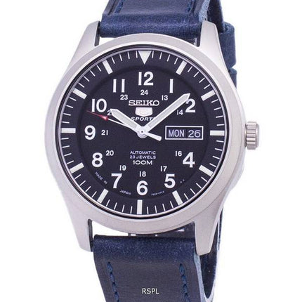 Seiko 5 Sports SNZG15J1-LS13 Japan Made Dark Blue Leather Strap Men's Watch