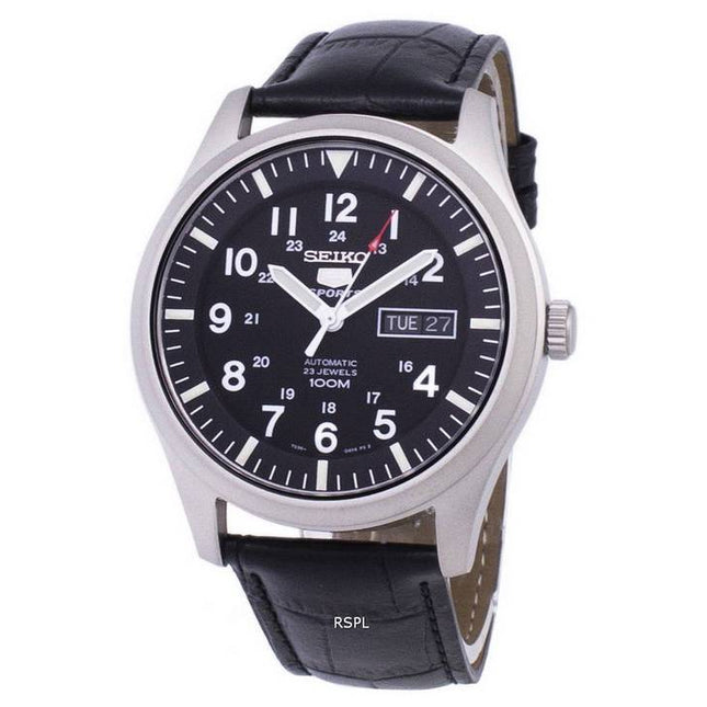 Seiko 5 Sports Automatic Ratio Black Leather SNZG15K1-LS6 Men's Watch