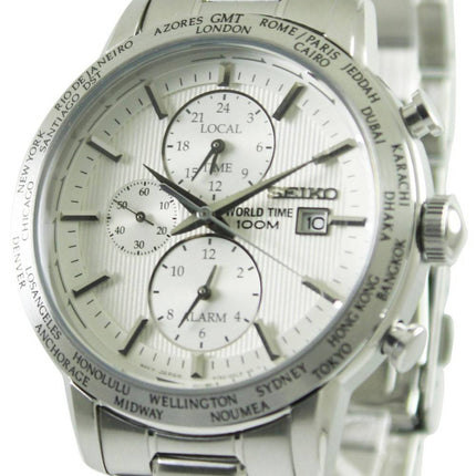 Seiko Alarm Chronograph World Time SPL047P1 SPL047P SPL047 Mens Watch