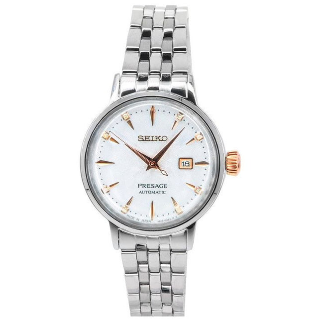 Seiko Presage Cocktail Time Clover Club Diamond Accents White Dial Automatic SRE009J1 Womens Watch