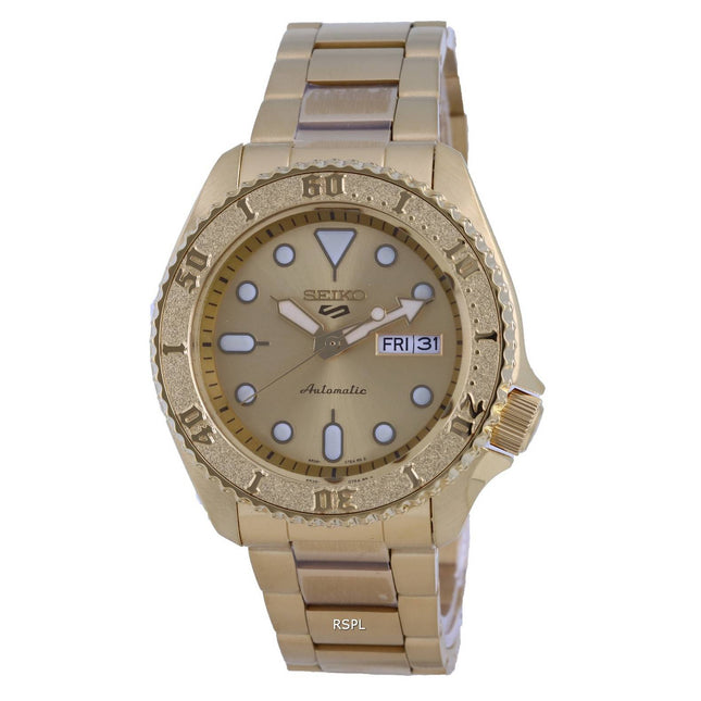 Seiko 5 Sports Gold Tone Dial Automatic SRPE74 SRPE74K1 SRPE74K 100M Mens Watch