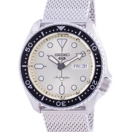Seiko 5 Sports Campagne Dial Stainless Steel Mesh Automatic SRPE75 SRPE75K1 SRPE75K 100M Men's Watch