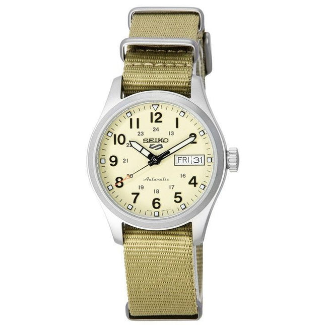 Seiko 5 Sports Desert Kit Midfield Nylon Strap Cream Dial Automatic SRPJ83K1 100M Men's Watch