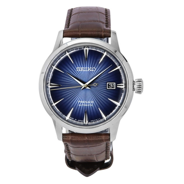 Seiko Presage Cocktail Time Calf Leather Strap Blue Dial Automatic SRPK15J1 Men's Watch