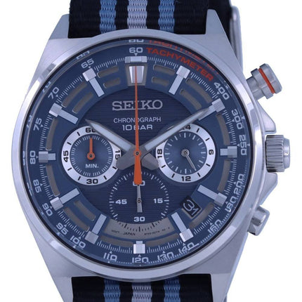 Seiko Sports Chronograph Nylon Blue Dial Quartz SSB409 SSB409P1 SSB409P 100M Men's Watch
