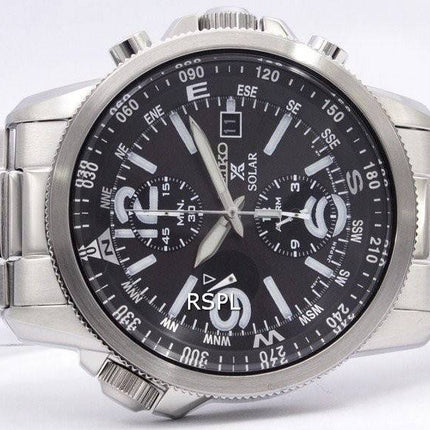 Seiko Solar Alarm Chronograph SSC075P1 SSC075 SSC075P Mens Watch