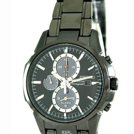 Seiko Solar Chronograph Alarm Black SSC095 SSC095P1 SSC095P Men's Watch
