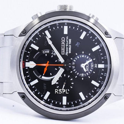 Seiko Sportura Solar World Time Chronograph SSC479 SSC479P1 SSC479P Mens Watch