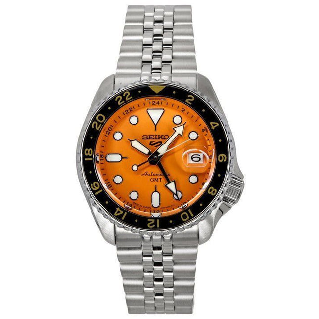 Seiko 5 Sports SKX Sports Style GMT Stainless Steel Orange Dial 24 Jewels Automatic SSK005J1 100M Men's Watch