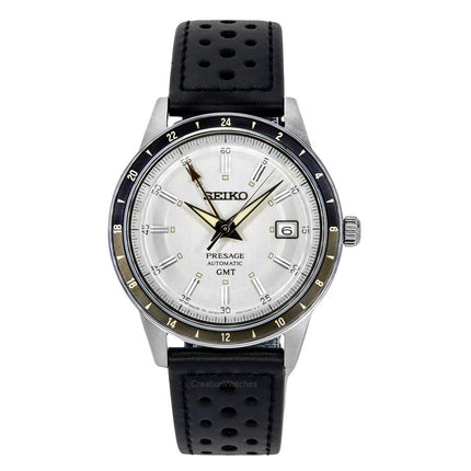 Seiko Presage Style60's GMT Calf Leather Strap Grey Dial Automatic SSK011J1 Men's Watch
