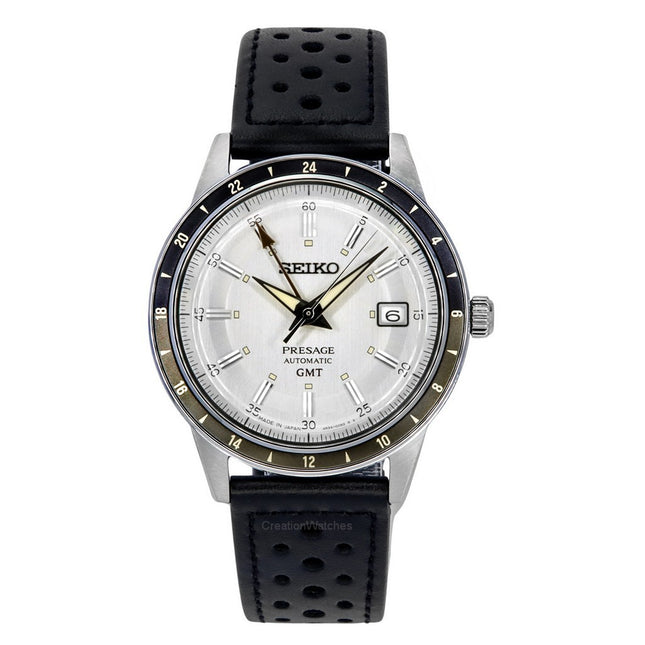 Seiko Presage Style60's GMT Calf Leather Strap Grey Dial Automatic SSK011J1 Men's Watch