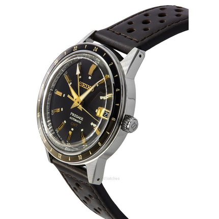 Seiko Presage Style60's GMT Calf Leather Strap Black Dial Automatic SSK013J1 Men's Watch