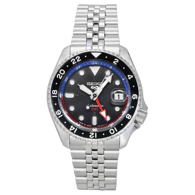 Seiko 5 Sports SKX Style GMT Stainless Steel Grey Dial 24 Jewels Automatic SSK019J1 100M Men's Watch