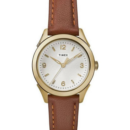 Timex Torrington Silver Dial Leather Strap Quartz TW2R91100 Womens Watch