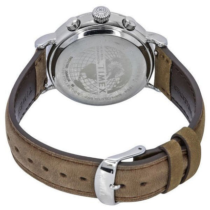 Timex Standard Chronograph Leather Strap Luminous Beige Dial Quartz TW2V27600 Mens Watch
