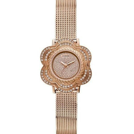 Guess Rose Gold Tone Floral Mesh U0139L3 Women's Watch