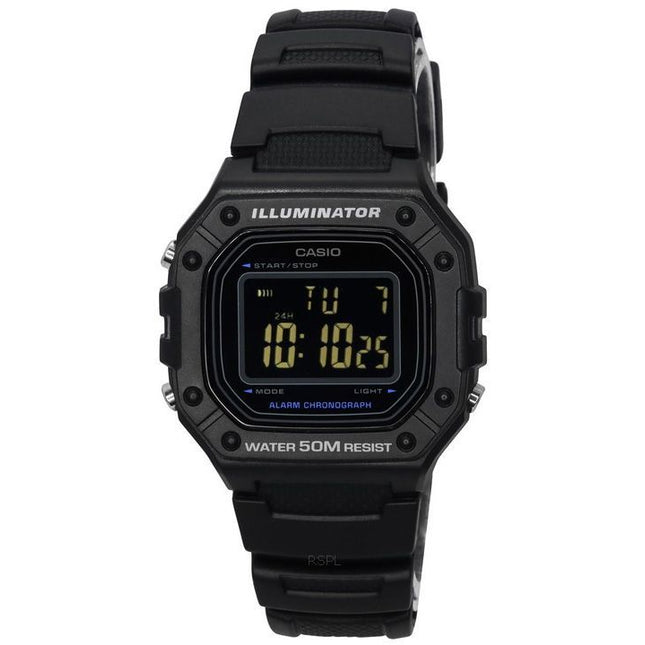 Casio Standard Digital Resin Strap Black Dial Quartz W-218H-1B Men's Watch