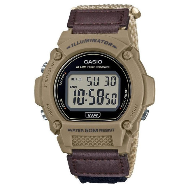 Casio Standard Brown Digital Cloth Strap Quartz W-219HB-5AV Men's Watch