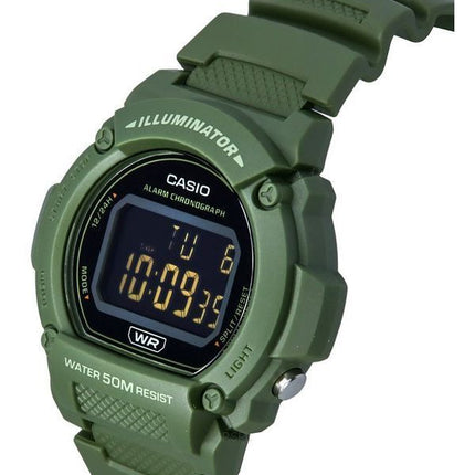 Casio Standard Illuminator Digital Green Resin Strap Quartz W-219HC-3B Mens Watch