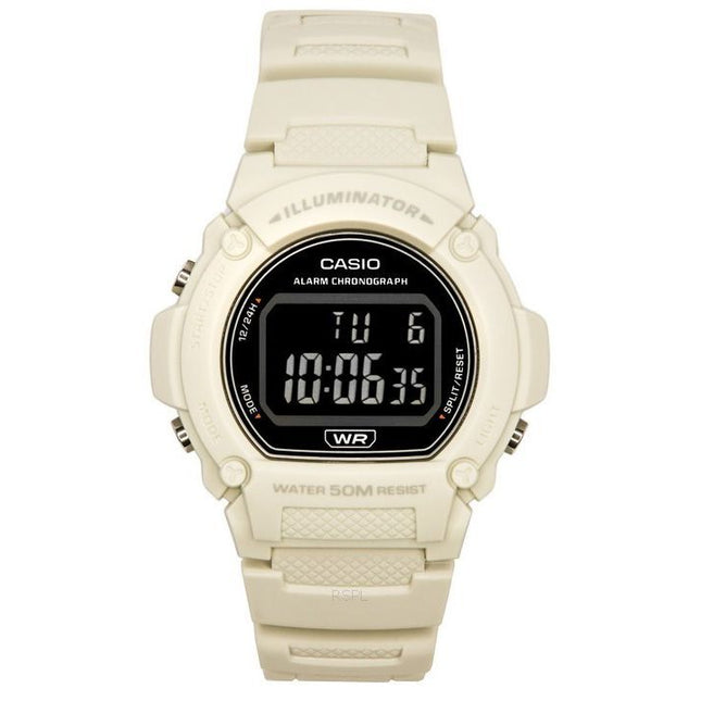 Casio Standard Illuminator Digital White Resin Strap Quartz W-219HC-8B Mens Watch